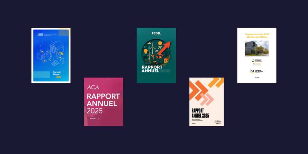 Couvertures des rapports d'activité des membres de l'UEL